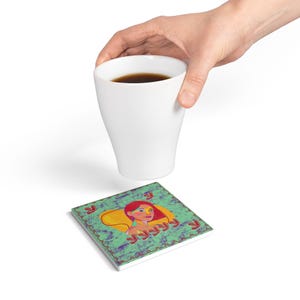Vibrant Ceramic Coaster with Artistic Design, Colorful Drink Coaster, Home Decor, Gift for Her, Boho Home Accessories, Unique Art Coaster