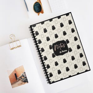 Cute Cat Spiral Notebook - Notes & Purrs, Journaling, School Supplies, Gift for Cat Lovers, Funny Notebook, Cute Stationery