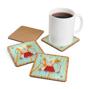 Artistic Cork Coaster Set: Vibrant Bohemian Home Decor