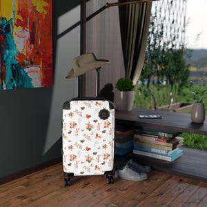 Floral Travel Suitcase, Stylish Luggage for Women, Weekend Getaways, Floral Design Suitcase, Travel Accessories Gift