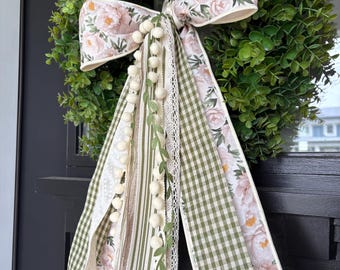 Peony Ribbon Bundle with CHUNKY BOW-Spring wreath ribbons(26")