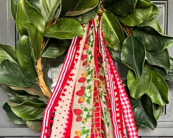 Strawberry Fields Ribbon set- Summer wreath ribbons - clip on ribbon set- coffee filter wreath ribbons