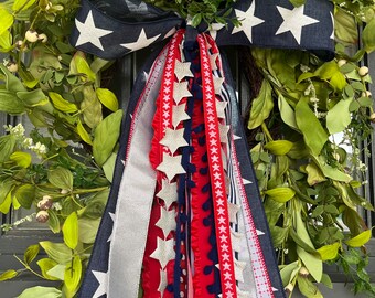 Stars and Stripes 4th of July Ribbon set(WITH optional bow)-wreath ribbons-coffee filter wreath ribbons