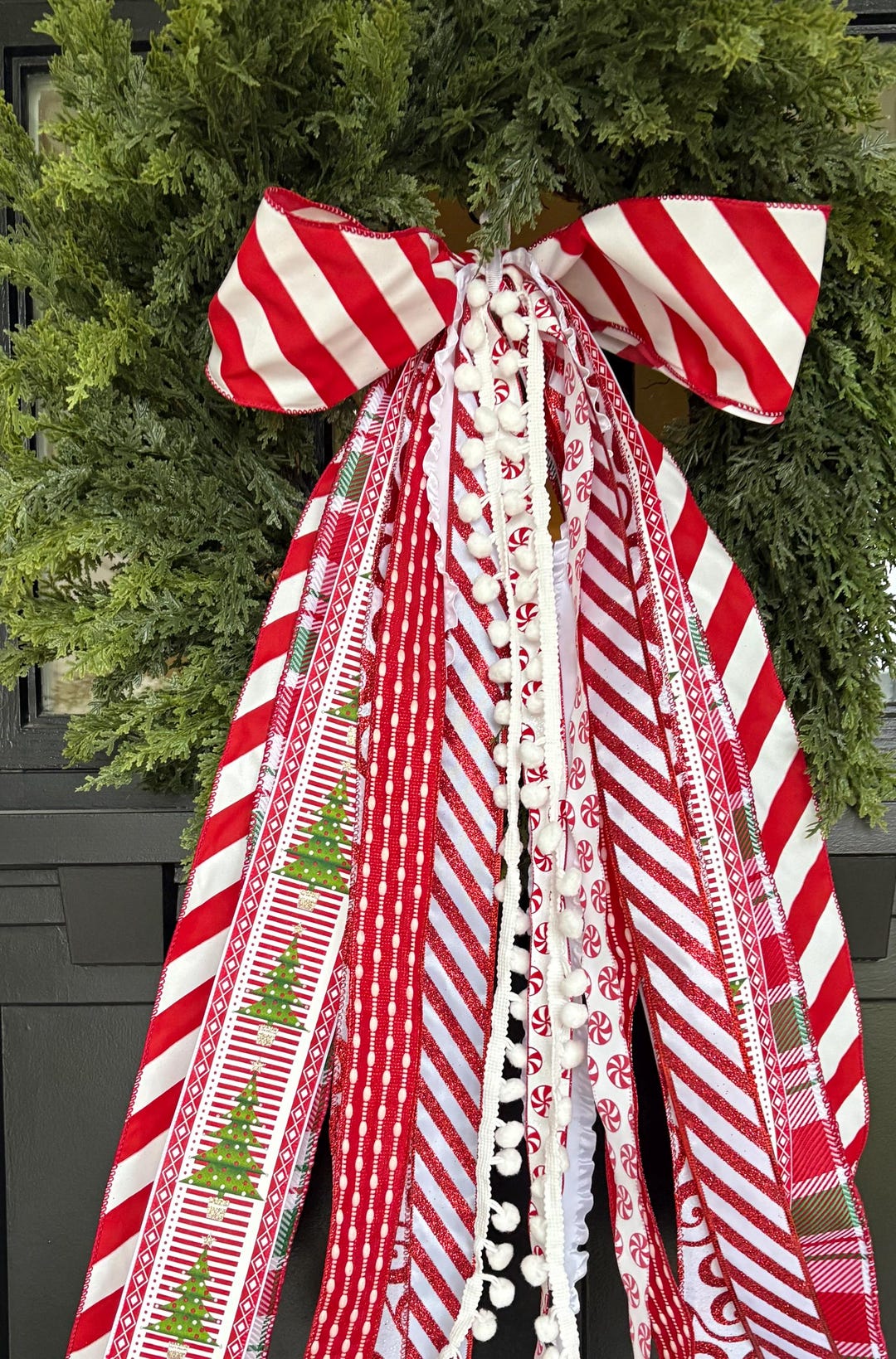 Candy Cane Christmas Ribbon Bundle With BOW- Wreath Ribbon Set (26") - Etsy