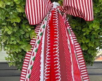 Candy Cane Christmas Ribbon Bundle with  CHUNKY BOW- Wreath Ribbon Set (26")