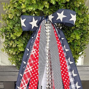 Patriotic Ribbon Bundle with BOW: Red, White, and Blue 4th of July Decor