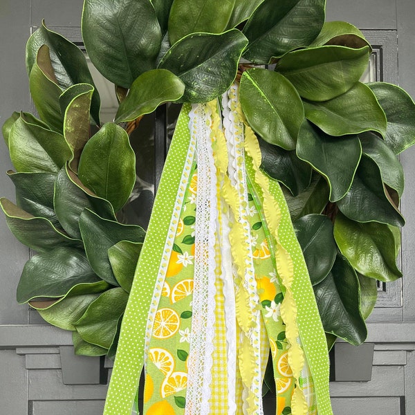 Lemons & Sunshine Ribbon set- Summer wreath ribbons - clip on ribbon set- coffee filter wreath ribbons