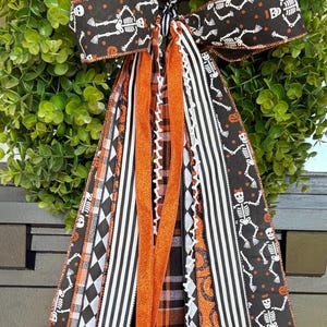 Skeleton Bones Halloween Ribbon Bundle-Wreath Ribbons w/ BOW-Halloween Wreath Ribbons-fall ribbons(26&quot;)