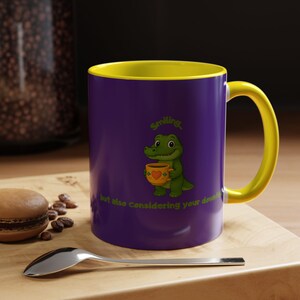 Cheerful Accent Coffee Mug - Fun Gifts for Coffee Lovers, Dinosaur Lover Gift, Cute Decoration, Quirky Homeware, Birthday Present