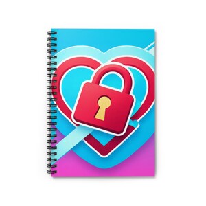 Lock and Love Spiral Notebook - Perfect for Students, Journaling, Valentine&#39;s Day Gift, Heart Theme, Ruled Line Pages