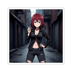 Cool Baddie Edgy Anime Kiss-Cut Stickers - Laptop Decals, Cool Decor for Teens, Gift for Anime Lovers, Streetwear Aesthetic