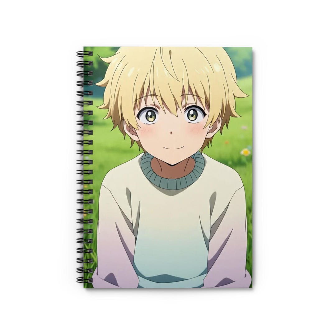 Blushing Cute Guy Anime Themed Spiral Notebook - Journaling, and Gifts ...