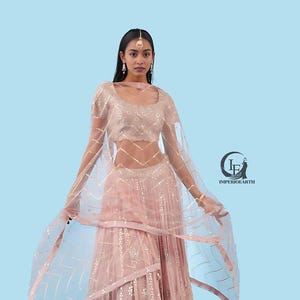 Blush Pink Sequin Lehenga Choli indian bridal outfit sequin lehenga set indian reception dress designer lehenga cholipastel wedding dress