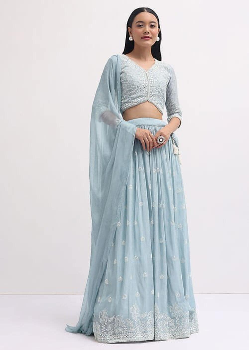 powder blue wedding guest dress Light Blue Floral Maxi Dress | Square Neck Bodycon Formal Gown for Wedding  Guest & Prom main image 1