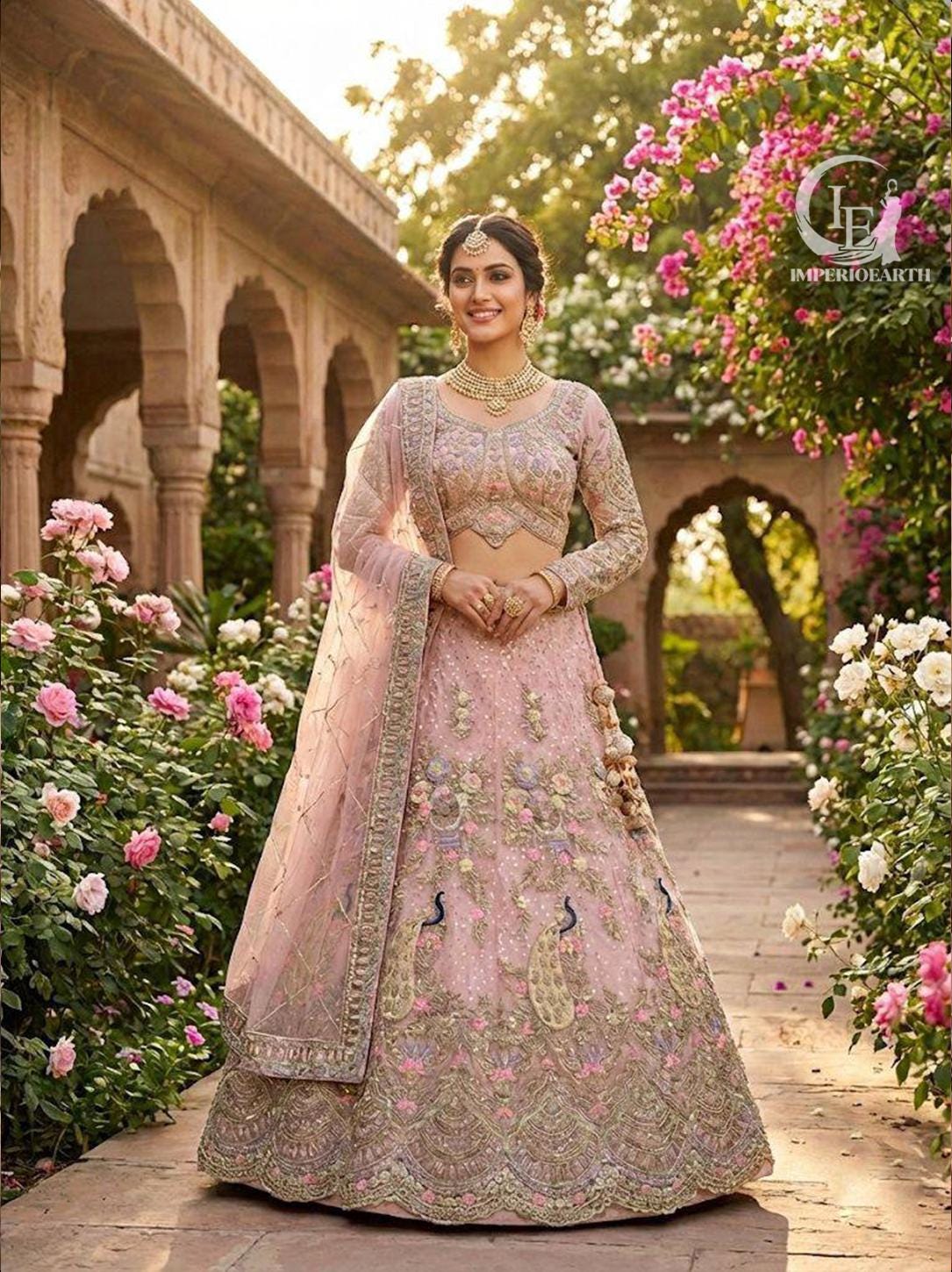 dusty pink asian wedding dress Pink/Dusty Blue Pakistani Bridal Dress – UY Collection main image 1