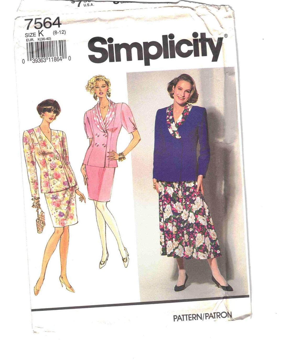 1991 Simplicity 7564 Sewing Pattern: Misses' Formal Dress (sizes 8-12 ...