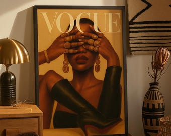 Black Fashion Editorial Digital Art Print - Magazine Style Aesthetic Poster, A5 Printable Wall Art Modern Home Decor