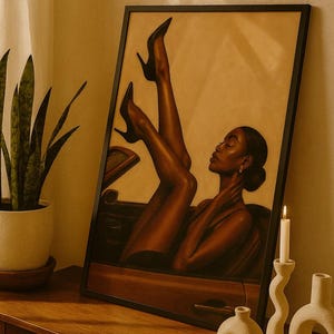 Afrocentrische modekunstprint: chique portret zwarte vrouw (digitale download)