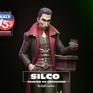 Silco Statue or Model Kit - Fantasy Game - Large Display Figurine - Hand painted or unpainted options - Gift for gamers