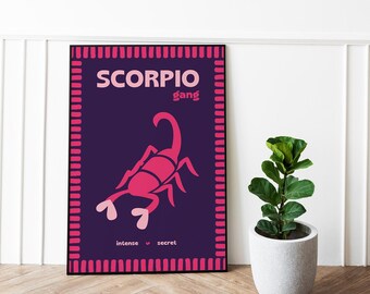 Scorpio sign poster – Pop and intense zodiac poster “Scorpio gang” – Mysterious astro decor – Badass astro gift