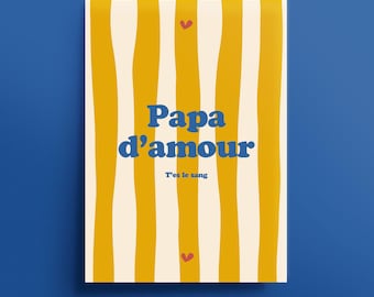 "Dad Love" Poster – Marseilles Expression – Yellow and Blue Typographic Poster – Dad Gift Idea – Humorous Poster from the South