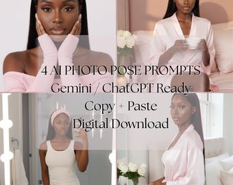 4 AI Photo Pose Prompts | Clean Girl Luxury Poses | Gemini Ready | Digital Download