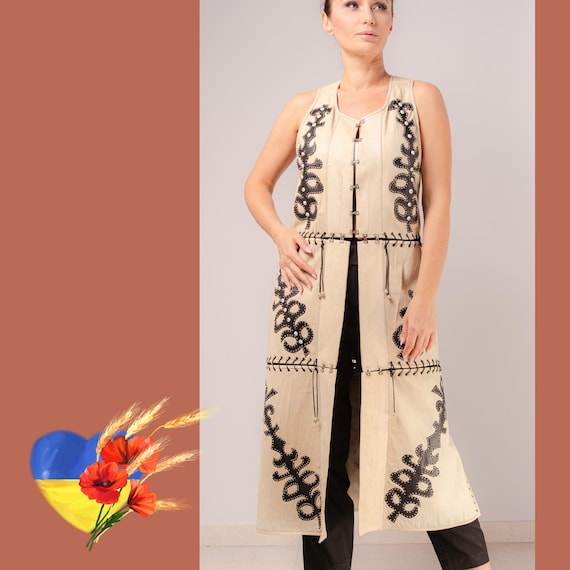 Edgy Handmade women's leather  Vest  - Metal Embellished Sleeveless Jacket