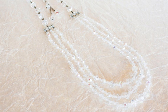 Vintage Crystals Triple Strand Necklace - Elegant, Party, Occasion