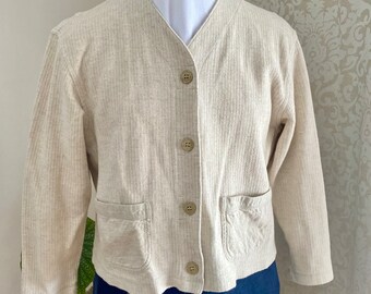 Vintage Ribbed Cardigan Elizabeth Claiborne  - Small, Tan, Jacket