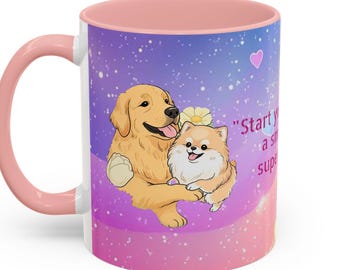 Mug A cute and one-of-a-kind mug for dog lovers  perfect as a heartfelt gift. Mug for dog loves and gifts Golden and Pomeranian So cute