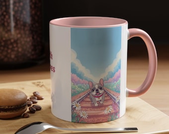 Mug Dog Funny French Bulldog Mug  Cute Dog Running on Train Tracks  Bulldog Gift for Dog Lovers Dog mug