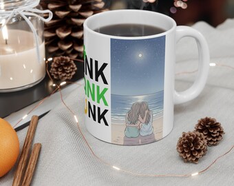 Mug 11oz Best Friend Moonlight Mug Soulful Beach Night Illustration Friendship Gift for Women Mug for gift