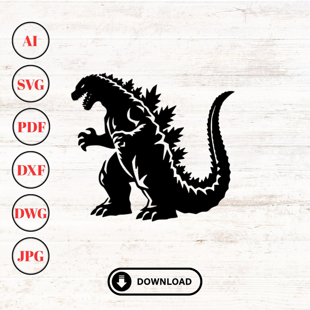 Godzilla Svg Dxf Files for Laser Cut | Godzilla Clipart | Glowforge ...
