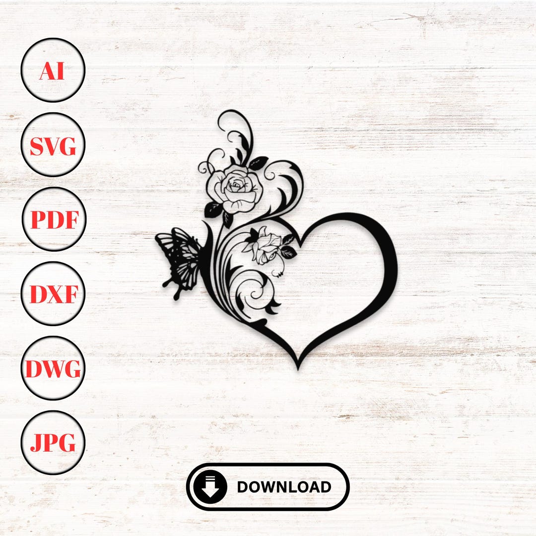 Love Heart Dxf Svg Laser Cut Files | Valentine's Day Clipart | Cnc ...