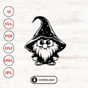 Gnome Svg Dxf Pdf Ai Files for Laser Cut | Christmas Svg for Cricut | Cnc Cutting Router | Engraving Decal | Digital Vector Instant Download