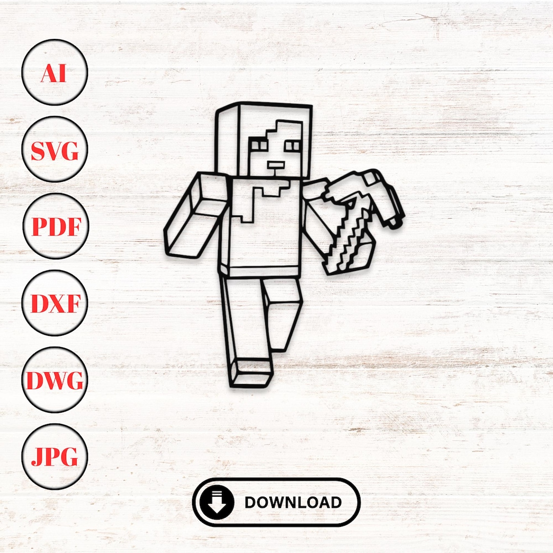 Buy Minecraft Svg Dxf Laser Cut Files | Minecraft Gaming Clipart ...