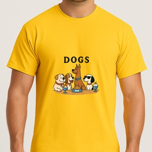 Dogs Dinner Party T-Shirt | Funny Cartoon Dog Group Tee | Unisex Pet Lover Gift Shirt