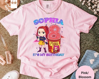 Kpop Demon Hunter Custom Birthday Girl Shirt, KPDH Huntrix Mira Personalized Shirt, Sajaboys Youth Fan T-shirt, Kids Birthday Princess Tee