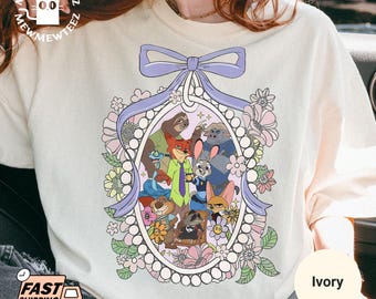 Disneyland Zootopia 2 Characters Coquette Bows Shirt: Disney Judy & Nick Valentine Couple Tshirt
