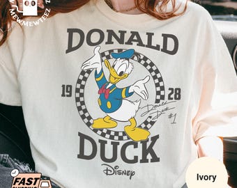 Retro Checkerboard Donald Duck Vintage 1928 Shirt, Family Disney Trip 2026 Squad Matching Tee
