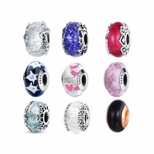 S925 Sterling Silver Pandora Glass Beads Charms Bracelet, Fits European Snake Chain Charm Bracelets, Gift For her