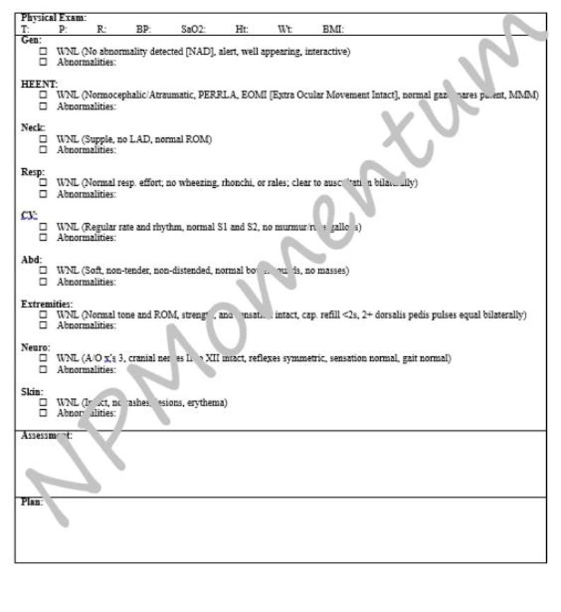 Simple Nurse Practitioner Student SOAP Note Template - Downloadable PDF ...
