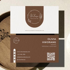 Editable Minimalist QR Code Business Card Template, Modern Double Sided Business Card, Customizable Business Card, DIY Simple Calling Card