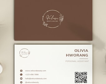 Minimalist QR Code Business Card Template: Modern DIY Design (Canva Editable, Digital Download)