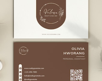 Minimalist QR Code Business Card Template: Modern DIY Design (Canva Editable, Digital Download)