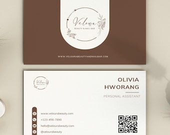 Minimalist QR Code Business Card Template: Modern DIY Design (Canva Editable, Digital Download)
