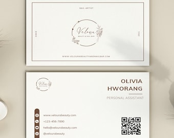 Minimalist QR Code Business Card Template: Modern DIY Design (Canva Editable, Digital Download)