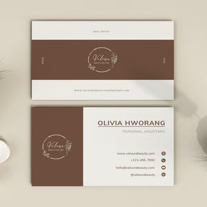 Bearbeitbare Canva Visitenkarte Vorlage, moderne doppelseitige Visitenkarte, anpassbare Visitenkarte, einfache DIY Visitenkarte