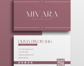 Minimalist QR Code Business Card Template: Editable Canva Design (3.5x2 in) (Digital Download)