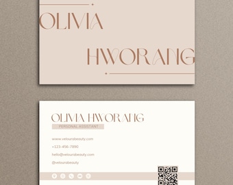Minimalist QR Code Business Card Template: Modern DIY Design (Canva Editable, Digital Download)